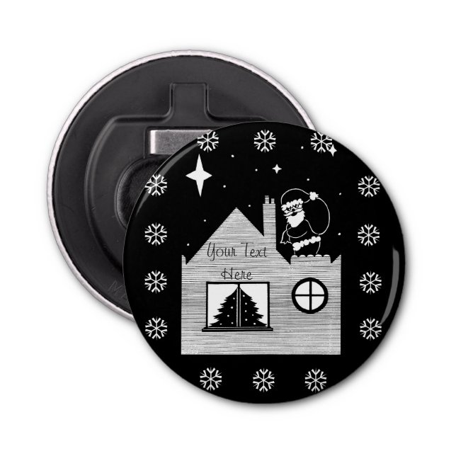 Décapsuleur père Noël avec sac noir et blanc noël (Devant)