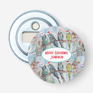 Décapsuleur Père Noël Budgie Noël aquarelle peinture oiseau