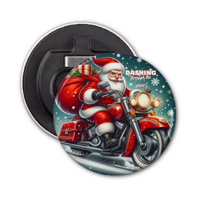 Décapsuleur Père Noël en moto (Devant)