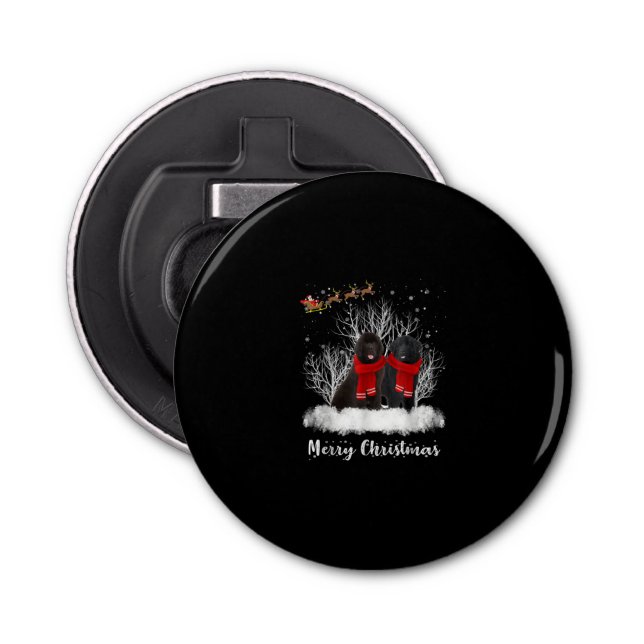 Décapsuleur Père Noël Newfoundland Couple Joyeux cadeau de chi (Devant)