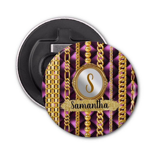 Décapsuleur Personnalisé Monogramme Anniversaire Cadeau Femme, (Devant)