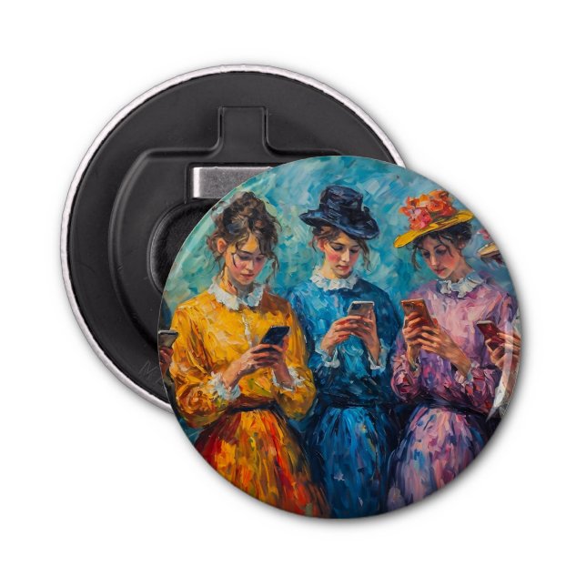 Décapsuleur Personnes du 19e siècle utilisant des smartphones (Devant)