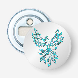 Décapsuleur Phoenix bleu sarcelle se lève sur argent