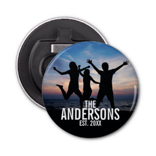 Décapsuleur Photo de famille personnalisée avec nom de famille