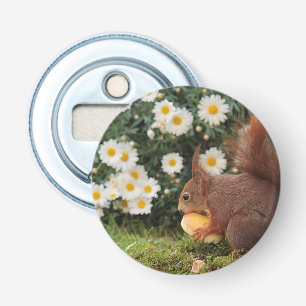 Décapsuleur Photo d'un écureuil roux mignon et de marguerites
