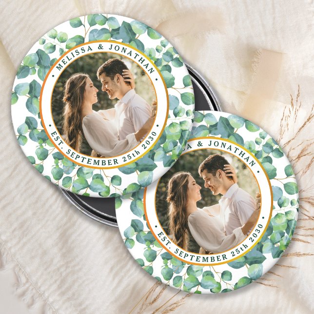 Décapsuleur Photo moderne Eucalyptus Mariage or vert (Créateur téléchargé)