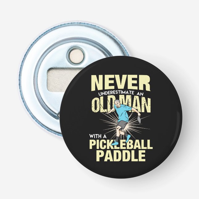Décapsuleur Pickleball - Vieux Homme Avec Pickleball Paddle (Devant)