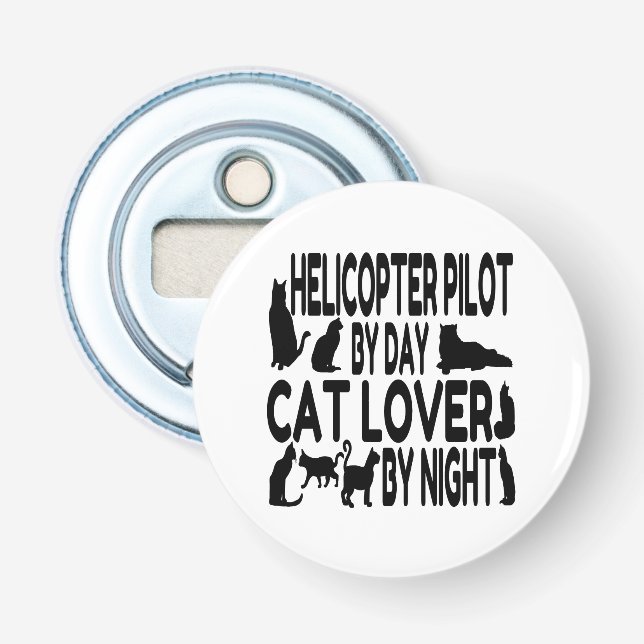 Décapsuleur Pilote d'hélicoptère Amoureux des chats (Devant)