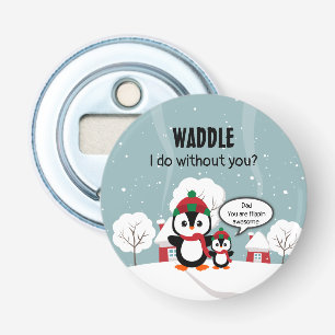 Décapsuleur Pingouin Bébé Gris Mignonne En Neige D'Hiver