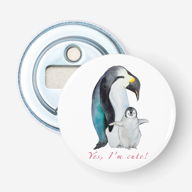 Décapsuleur Pingouins empereurs d'aquarelle mignons (Devant)