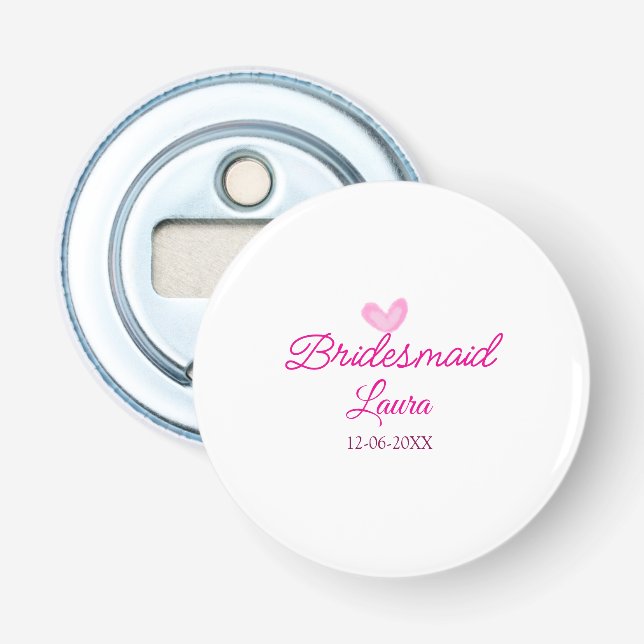 Décapsuleur PINK coeur minimal ajouter nom bridesmaid année ca (Devant)