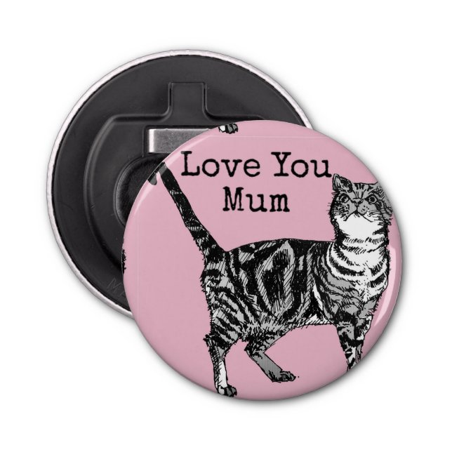 Décapsuleur Pink Tabby Love You Mum Favour Floral Flower (Devant)