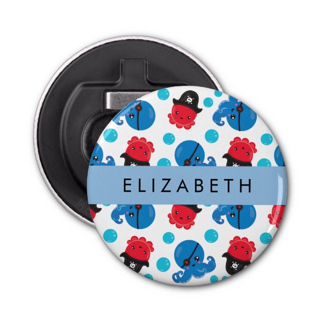 Décapsuleur Pirate Octopus, Motif Octopus, Mer, Votre Nom (Devant)