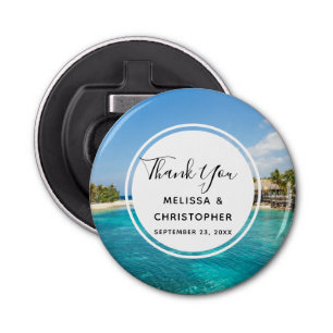 Décapsuleur Pittoresque plage tropicale avec Mariage de paillo