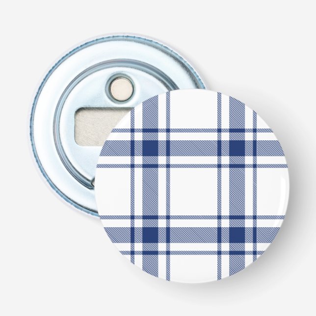 Décapsuleur Plaid Nautical Bleu et Blanc (Devant)