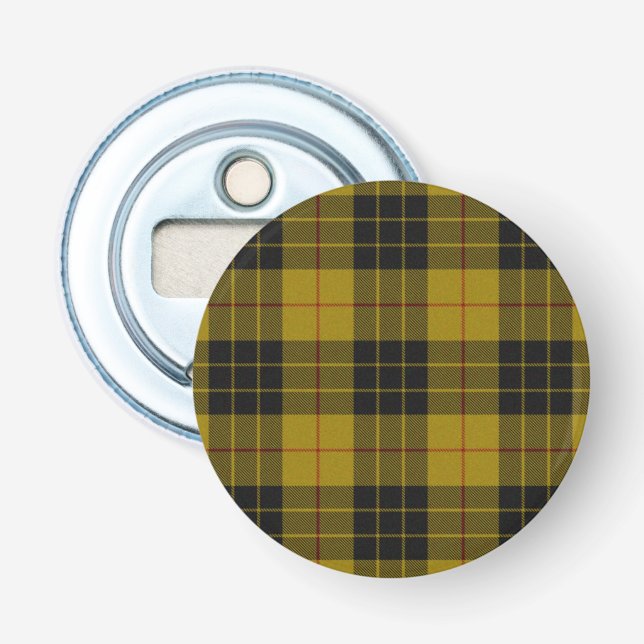 Décapsuleur Plaque noire jaune tartan MacLeod (Devant)