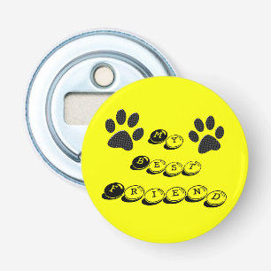 Décapsuleur Poches de chien noir et blanc Pointe Polka sur jau