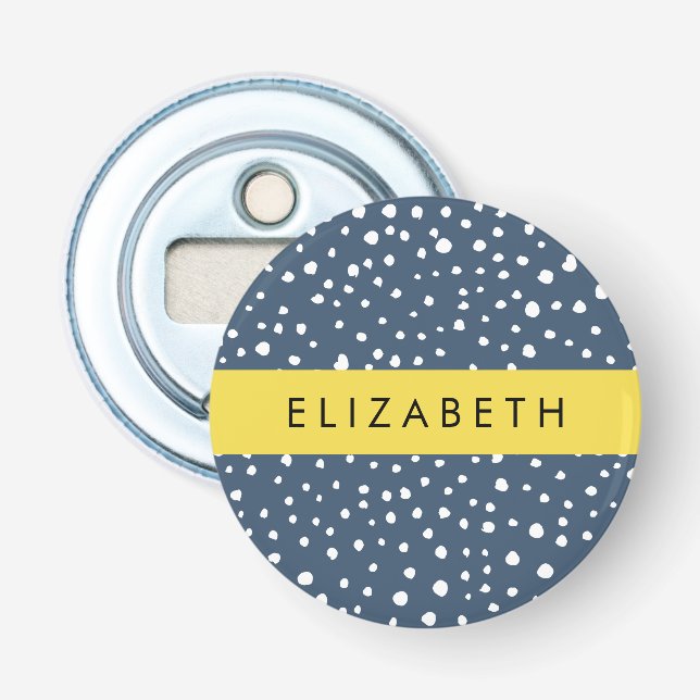 Décapsuleur Points Dalmatiens Bleus De La Marine, Spots, Dotés (Devant)