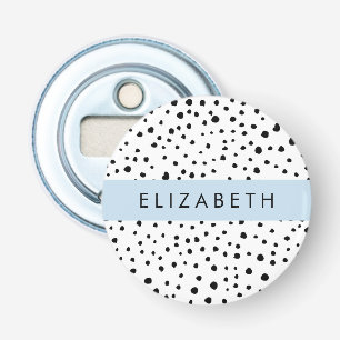 Décapsuleur Points dalmatiens, Spots, Noir et Blanc, Votre nom