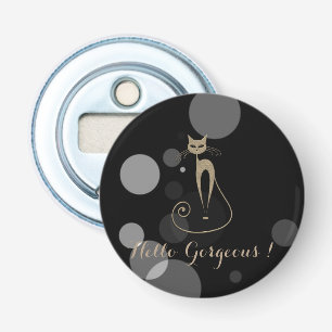 Décapsuleur Points Gris Sur Fond Noir,Chat,Bonjour Magnifique