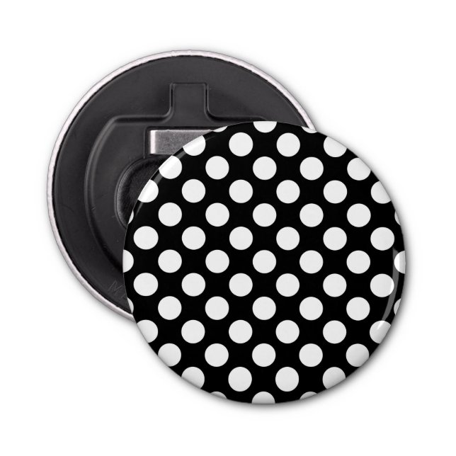 Décapsuleur Pois noirs et blancs, Motif Polka (Devant)