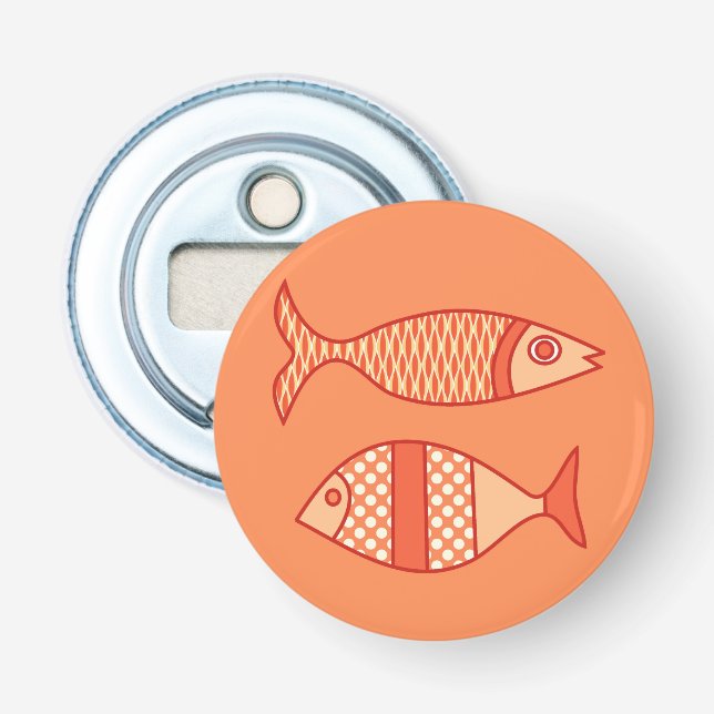 Décapsuleur Poisson moderne rétro, Corail clair Orange & Tange (Devant)