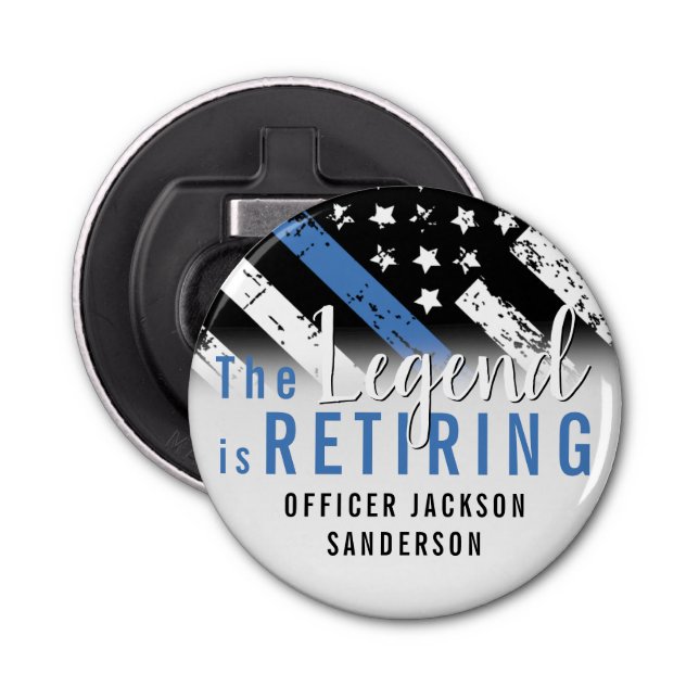 Décapsuleur Police Retraite Ligne bleue Drapeau Application de (Devant)