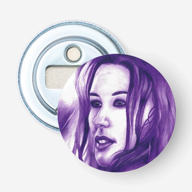 Décapsuleur Portrait de femme violette Original Art (Devant)