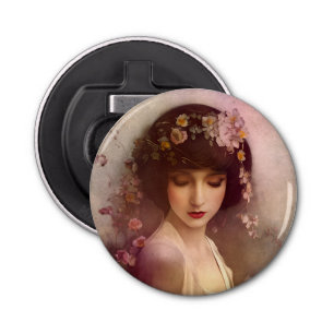 Décapsuleur Portrait de style vintage de la belle Florale femm