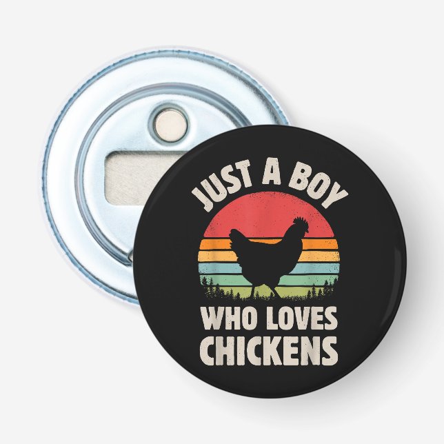 Décapsuleur Poulet Juste Un Garçon Qui Aime Rétro Animal De Fe (Devant)