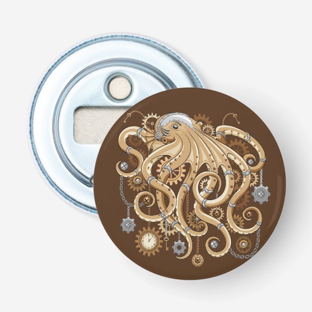 Décapsuleur Poulpe Steampunk Rétro Fantastique Mécanique (Devant)