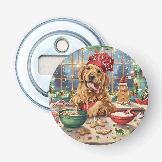 Décapsuleur Préparation de fêtes de Noël avec Golden Retriever (Devant)