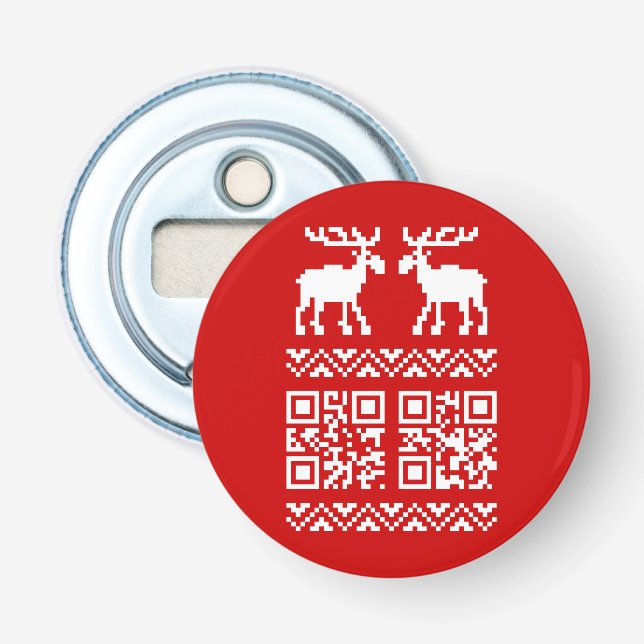 Décapsuleur Pugilant pull de Noël QR Code Bonne Année ! (Devant)