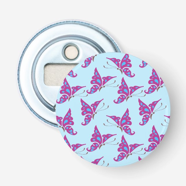 Décapsuleur Purple Butterflies on Light Blue, Butterfly Print (Devant)