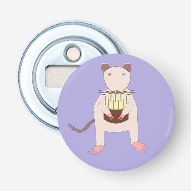 Décapsuleur Rat de Siamese avec gâteau d'anniversaire (Devant)