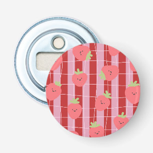 Décapsuleur Rayures roses et rouges, avec des fraises