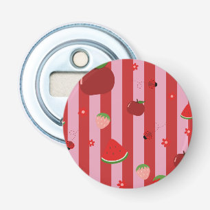 Décapsuleur Rayures roses et rouges, avec un motif fruité