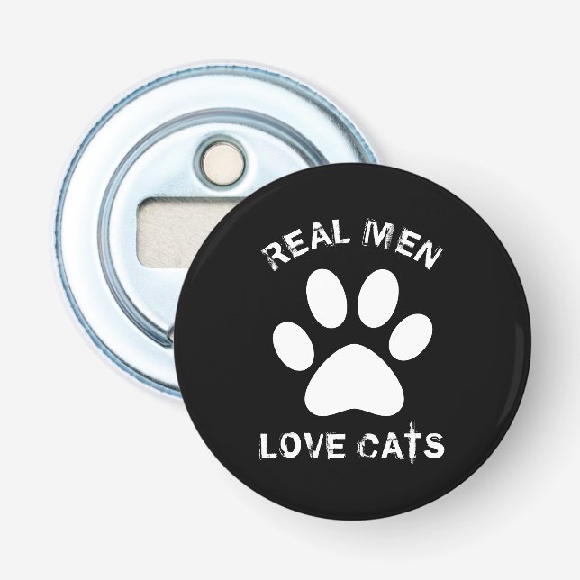 Décapsuleur Real Men Love Cats Texte Personnalisé (Devant)