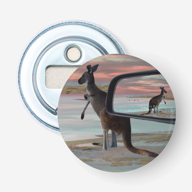 Décapsuleur "Réflexions de la nature : Un Kangourou sur la pla (Devant)