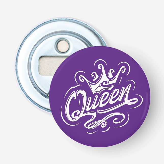 Décapsuleur Reine avec couronne, conception de la typographie (Devant)