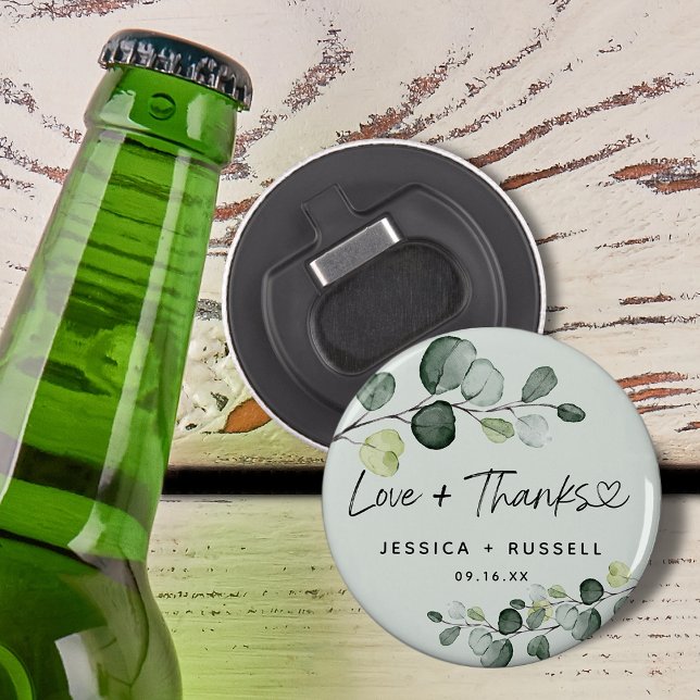 Décapsuleur Remerciement de mariage élégant Eucalyptus (Elegant Eucalyptus Thank You Wedding Bottle Opener)