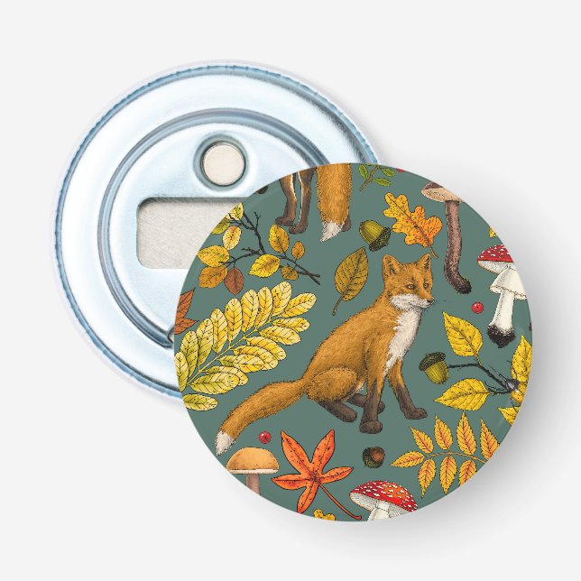 Décapsuleur Renard d'automne sur pin vert (Devant)