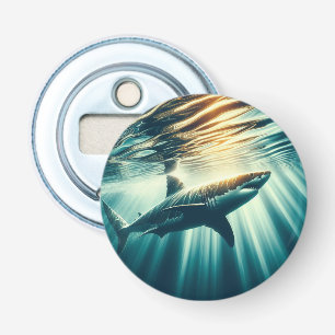 Décapsuleur Requin dans la mer bleue profonde & soleil