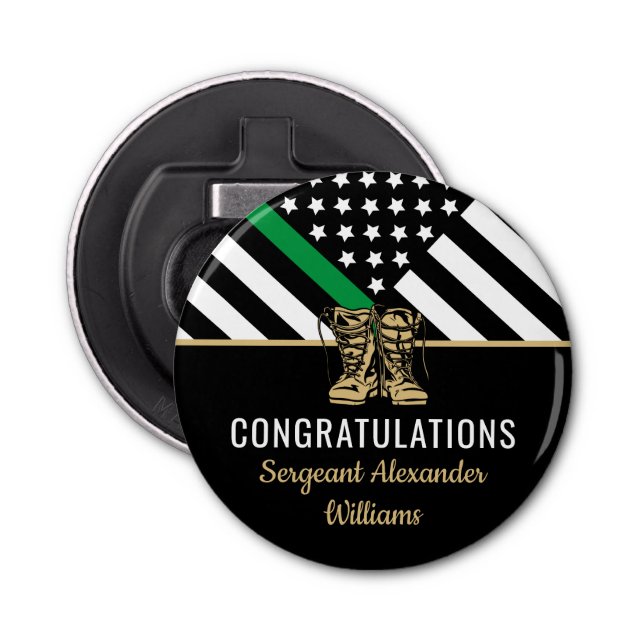 Décapsuleur Retraite militaire Ligne verte Drapeau Armée patri (Devant)