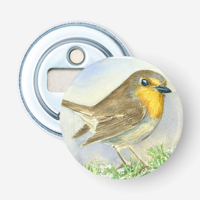 Décapsuleur Robin sur une branche de genévrier dépoli (Devant)