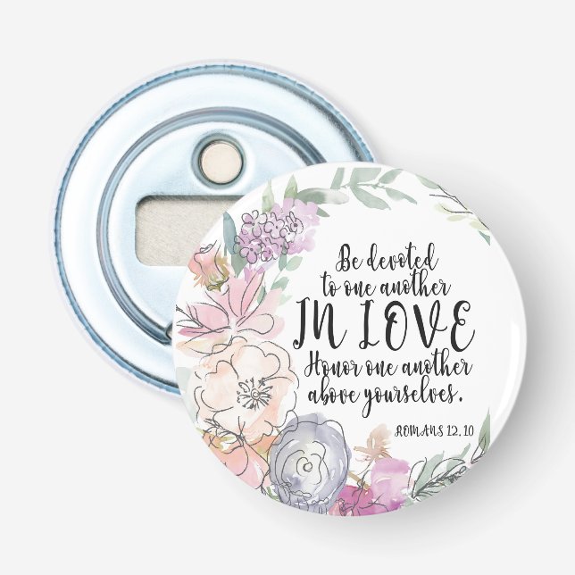 Décapsuleur Rond de verset biblique floral (Devant)