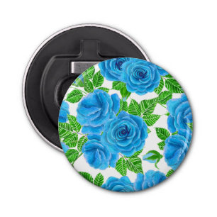 Décapsuleur Rose bleu aquarelle motif transparent