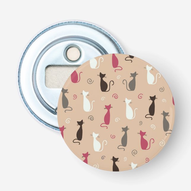 Décapsuleur rose de motif de chats (Devant)