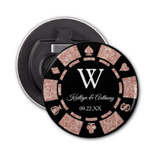 Décapsuleur Rose Gold Poker Chip Casino Mariage Party Favorise