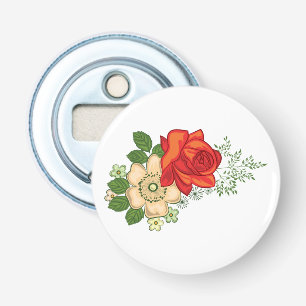 Décapsuleur Rose Rouge et Pâquerettes